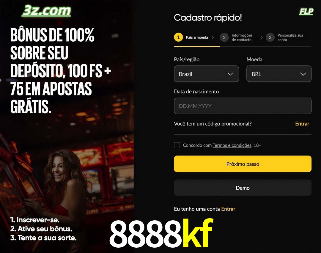 8888kf registro oficial cassino online Brasil com bônus de depósito e free spins