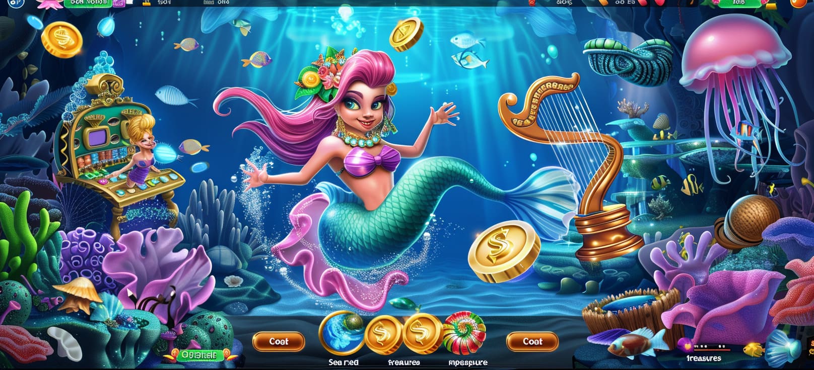 Caça-níqueis de sereia online com tesouros do mar no 8888kf cassino